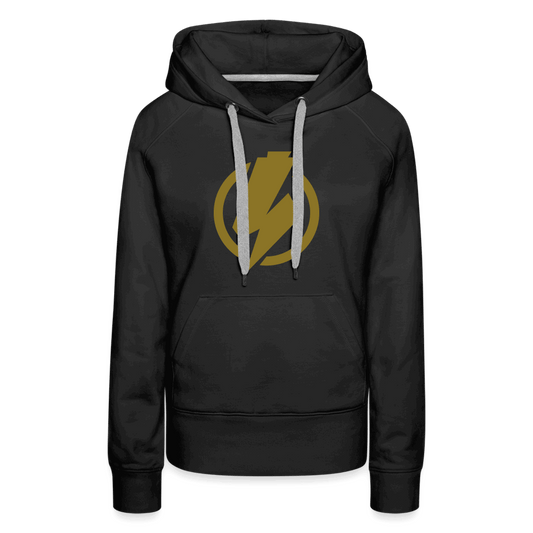 SPOD Frauen Premium Hoodie Schwarz / S Lightning - Gold Effekt Folie - Frauen Premium Hoodie E-Bike-Community