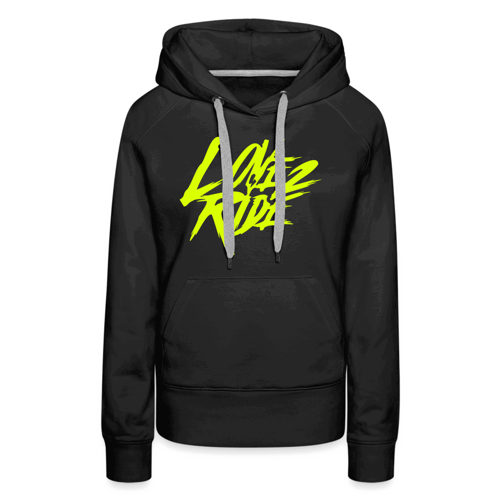 SPOD Frauen Premium Hoodie Schwarz / S Love 2 Ride - Neongelb Frauen Premium Hoodie E-Bike-Community