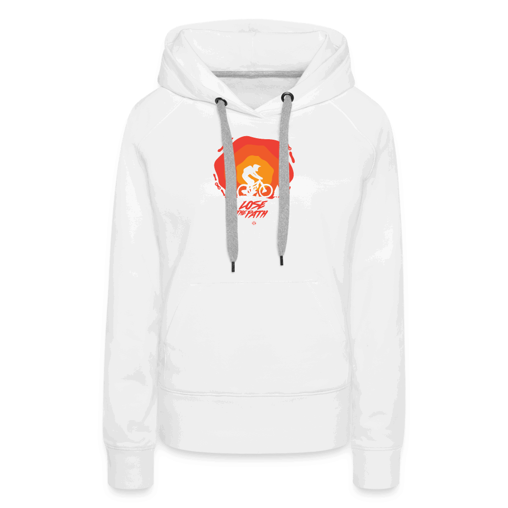 SPOD Frauen Premium Hoodie weiß / S LOSE THE PATH - CREATE YOUR OWN ADVENTURE! Woman Hoodie E-Bike-Community