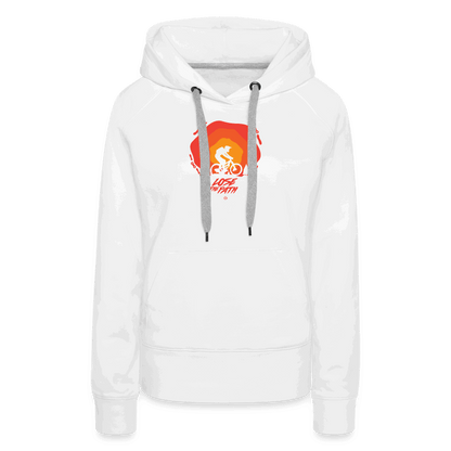 SPOD Frauen Premium Hoodie weiß / S LOSE THE PATH - CREATE YOUR OWN ADVENTURE! Woman Hoodie E-Bike-Community