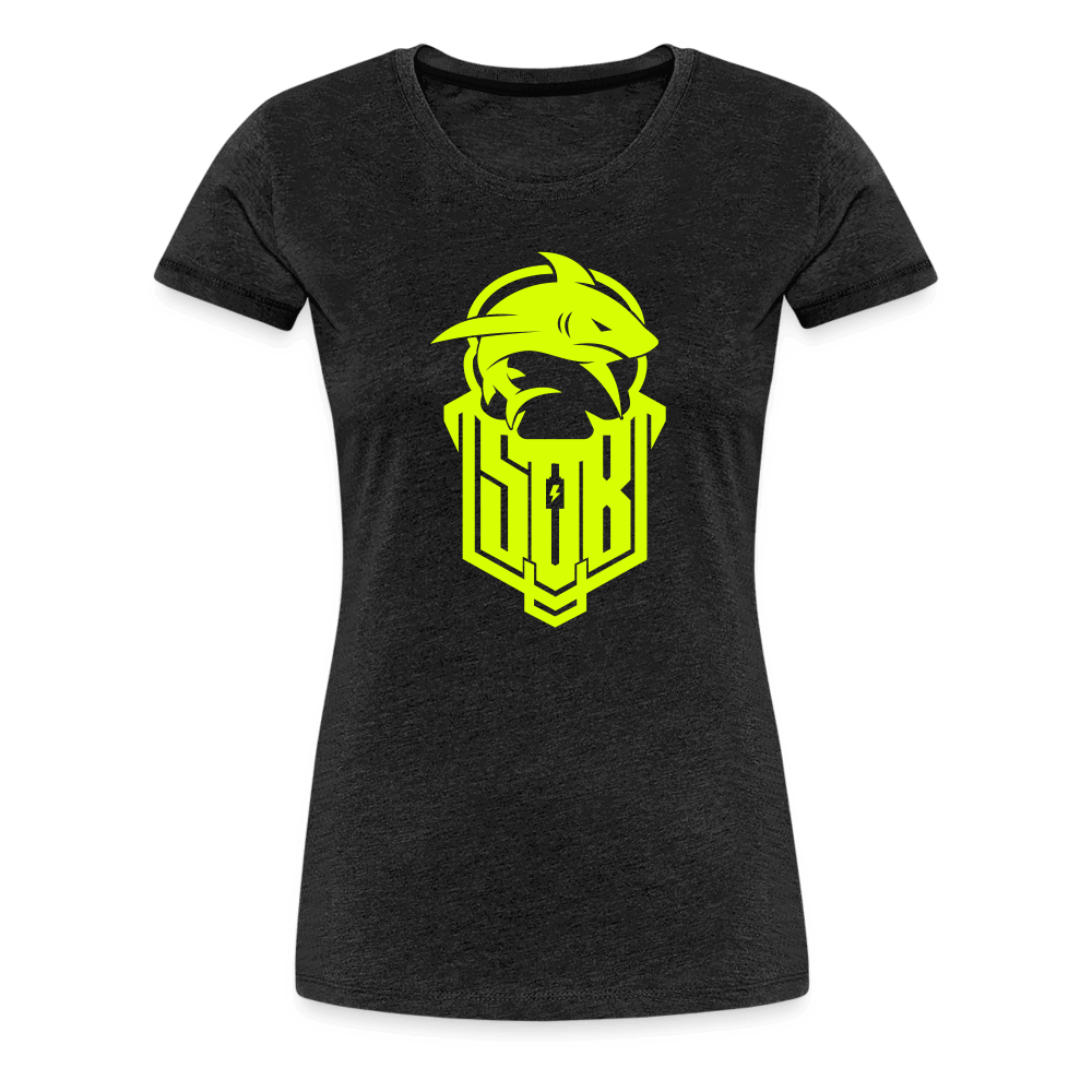 SPOD Frauen Premium T-Shirt Anthrazit / S Hai Bike - Neongelb - Frauen Premium T-Shirt E-Bike-Community