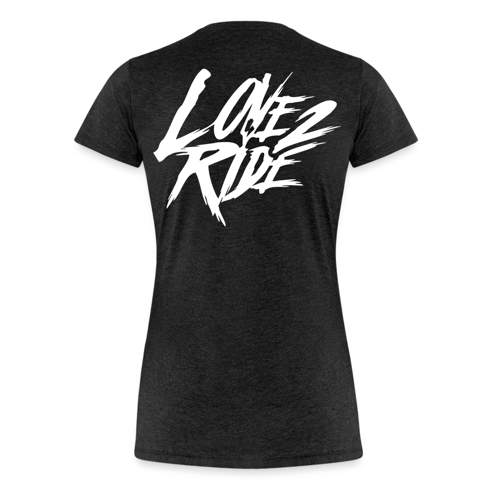 SPOD Frauen Premium T-Shirt Anthrazit / S LOVE 2 RIDE  - FRONT / Backprint -Frauen Premium T-Shirt E-Bike-Community