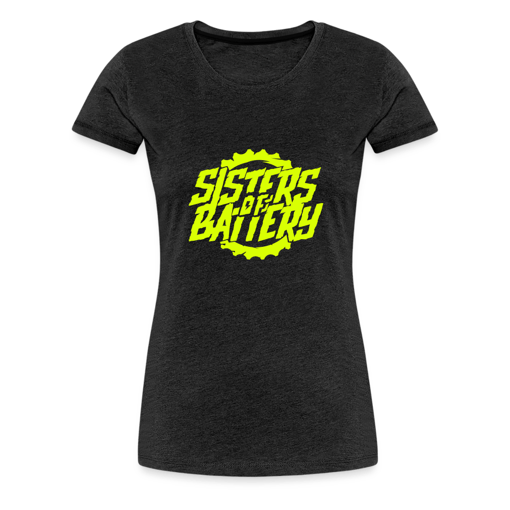 SPOD Frauen Premium T-Shirt Anthrazit / S Sisters of Battery - Neongelb Frauen Premium T-Shirt E-Bike-Community