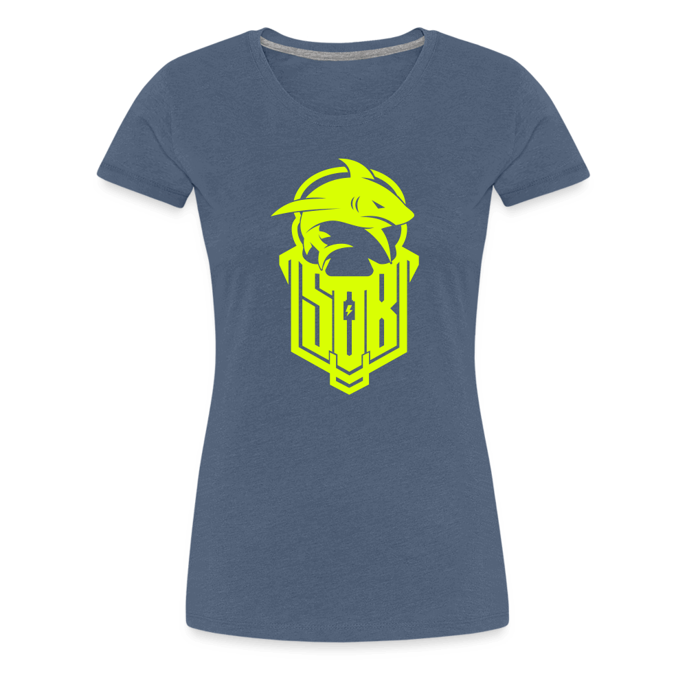 SPOD Frauen Premium T-Shirt Blau meliert / S Hai Bike - Neongelb - Frauen Premium T-Shirt E-Bike-Community