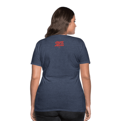 SPOD Frauen Premium T-Shirt Blau meliert / S LOSE THE PATH - CREATE YOUR OWN ADVENTURE E-Bike-Community