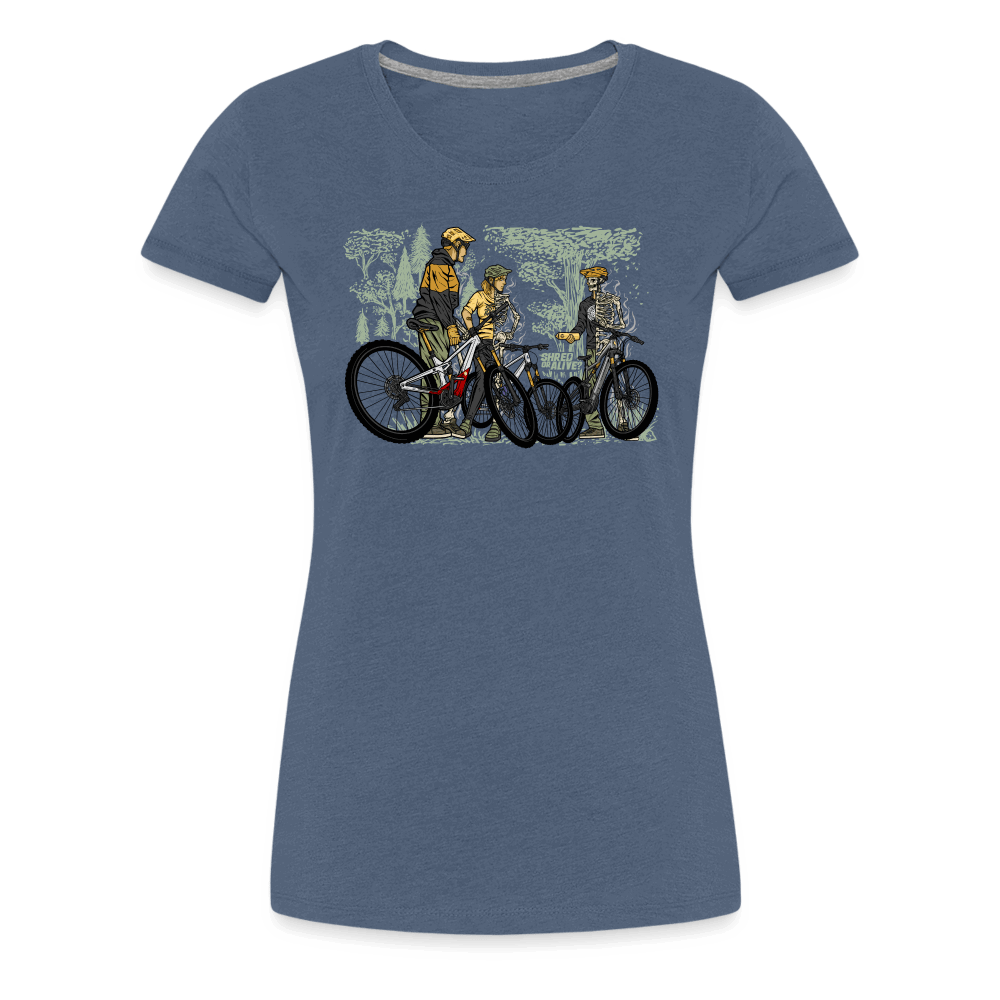 SPOD Frauen Premium T-Shirt Blau meliert / S Shred or Alive - Crew - Frauen Premium T-Shirt E-Bike-Community