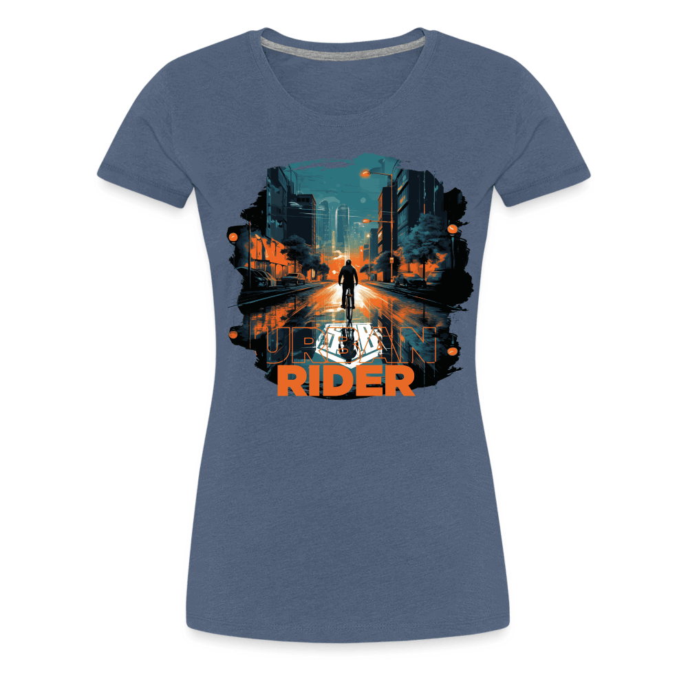 SPOD Frauen Premium T-Shirt Blau meliert / S Urban Rider - Frauen Premium T-Shirt E-Bike-Community