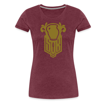 SPOD Frauen Premium T-Shirt Bordeauxrot meliert / S Bembel - Gold - Frauen Premium T-Shirt E-Bike-Community