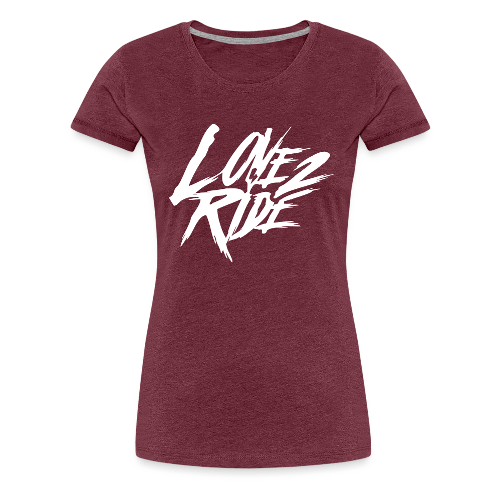 SPOD Frauen Premium T-Shirt Bordeauxrot meliert / S Love 2 Ride - Frauen Premium T-Shirt E-Bike-Community