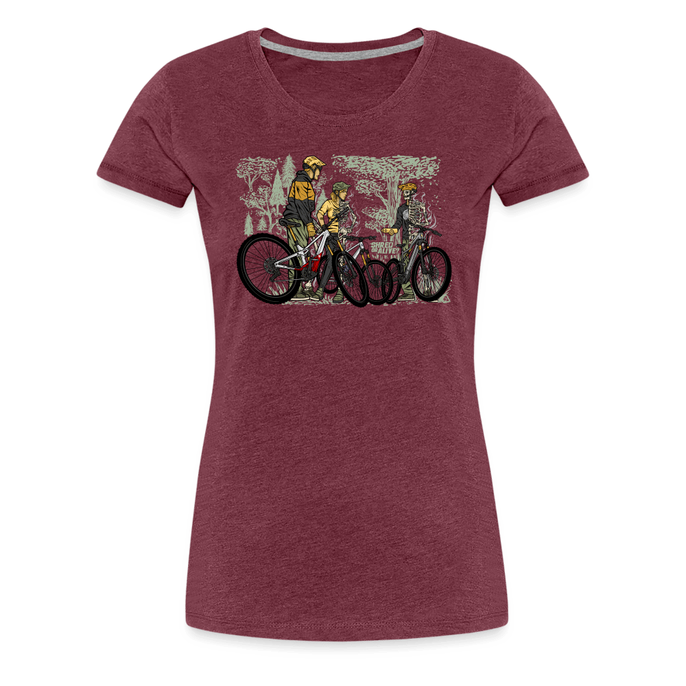 SPOD Frauen Premium T-Shirt Bordeauxrot meliert / S Shred or Alive - Crew - Frauen Premium T-Shirt E-Bike-Community