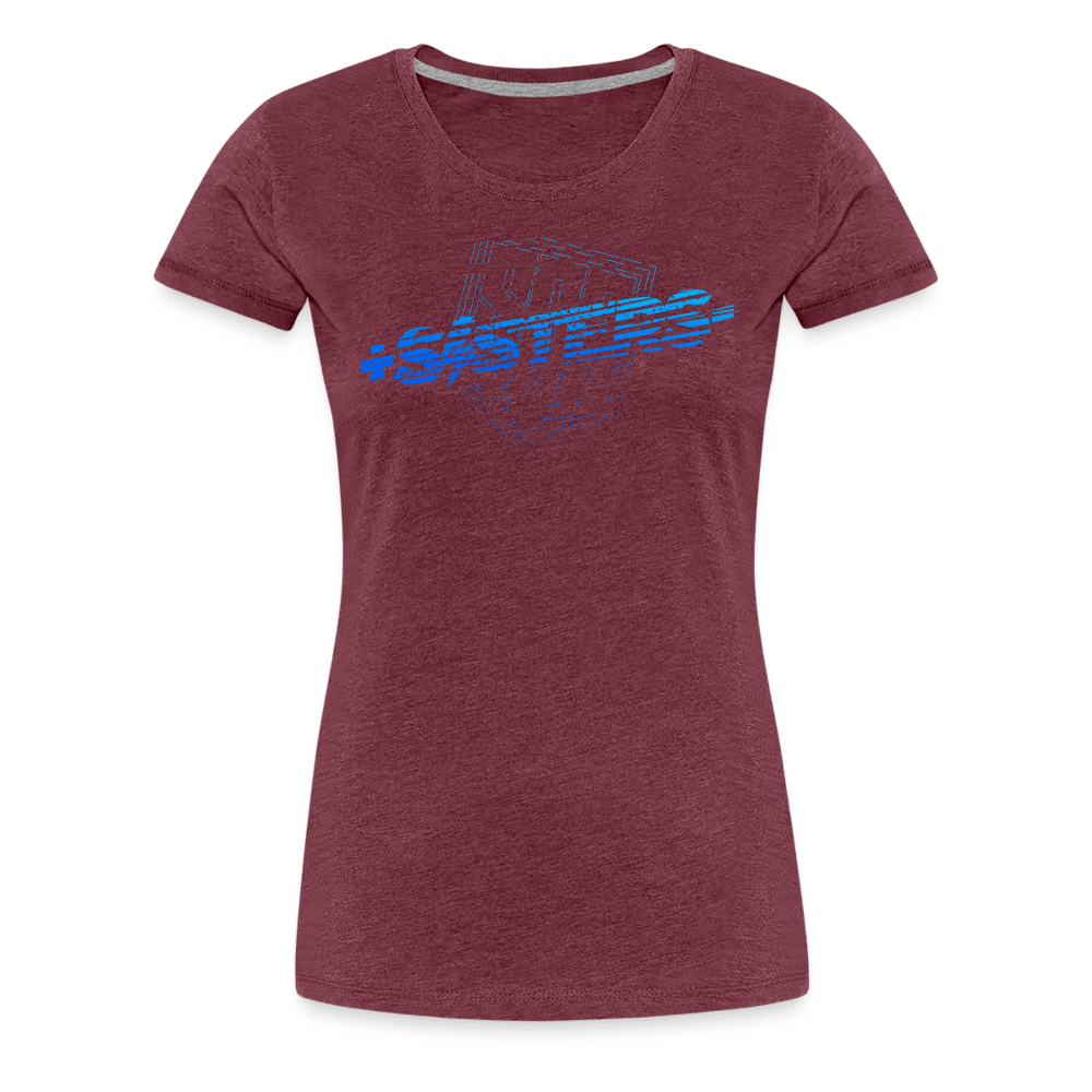 SPOD Frauen Premium T-Shirt Bordeauxrot meliert / S Sisters Blue - Frauen Premium T-Shirt E-Bike-Community