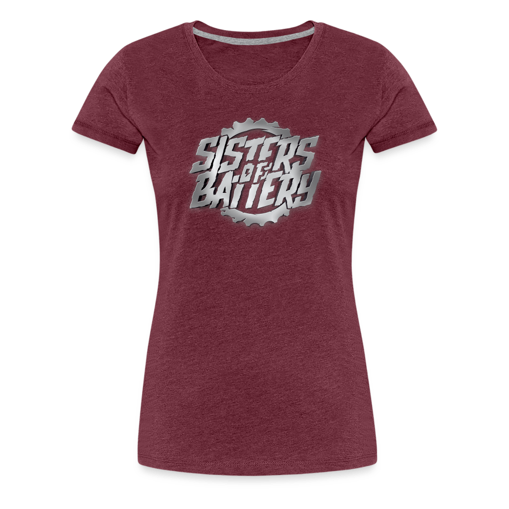 SPOD Frauen Premium T-Shirt Bordeauxrot meliert / S Sisters of Battery 3D - Frauen Premium T-Shirt E-Bike-Community