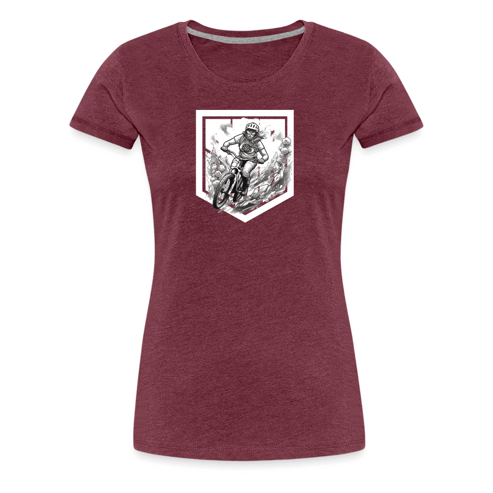 SPOD Frauen Premium T-Shirt Bordeauxrot meliert / S Sisters of Battery - SoB - Frauen Premium T-Shirt E-Bike-Community