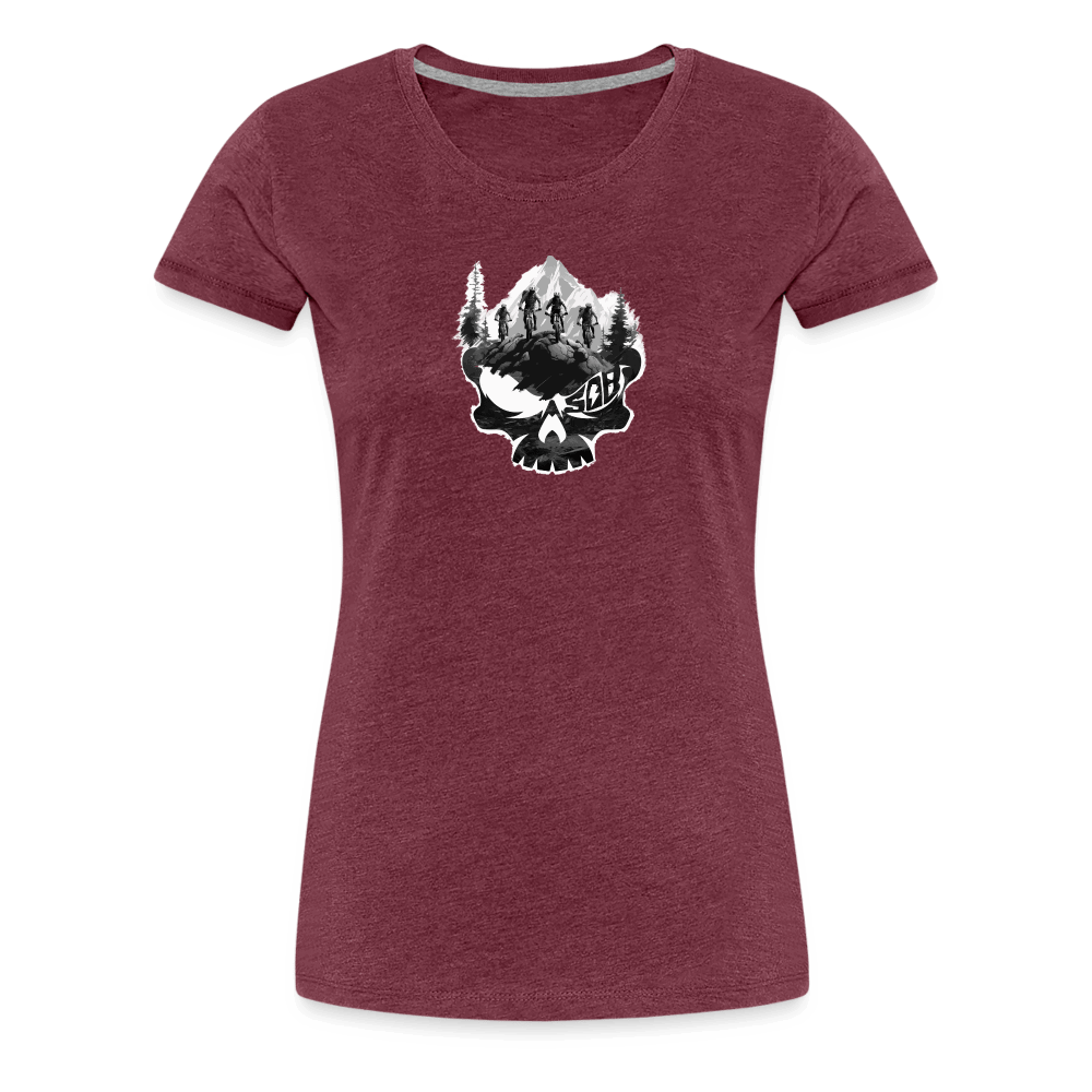 SPOD Frauen Premium T-Shirt Bordeauxrot meliert / S Skullgang Rider - Frauen Premium Shirt E-Bike-Community