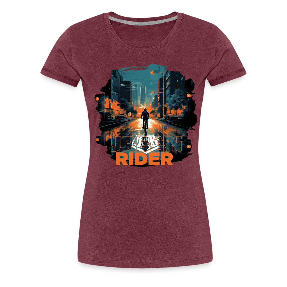 SPOD Frauen Premium T-Shirt Bordeauxrot meliert / S Urban Rider - Frauen Premium T-Shirt E-Bike-Community