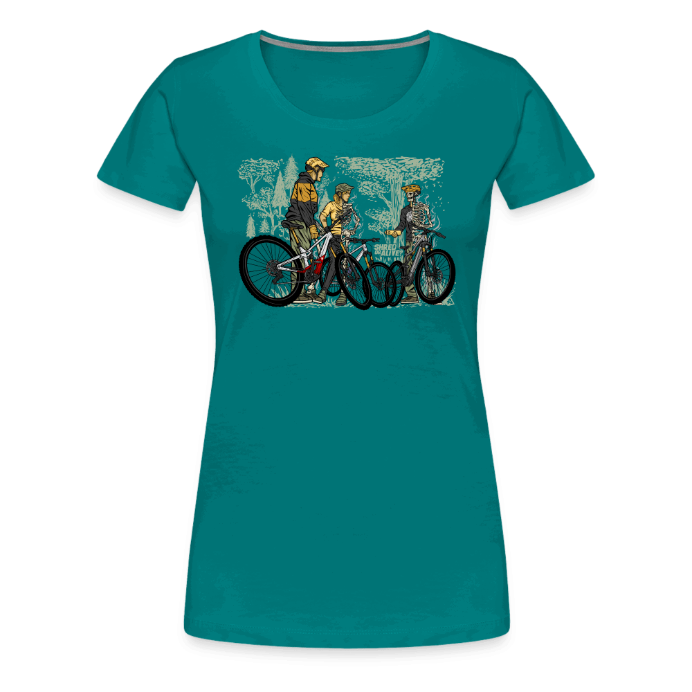 SPOD Frauen Premium T-Shirt Divablau / S Shred or Alive - Crew - Frauen Premium T-Shirt E-Bike-Community