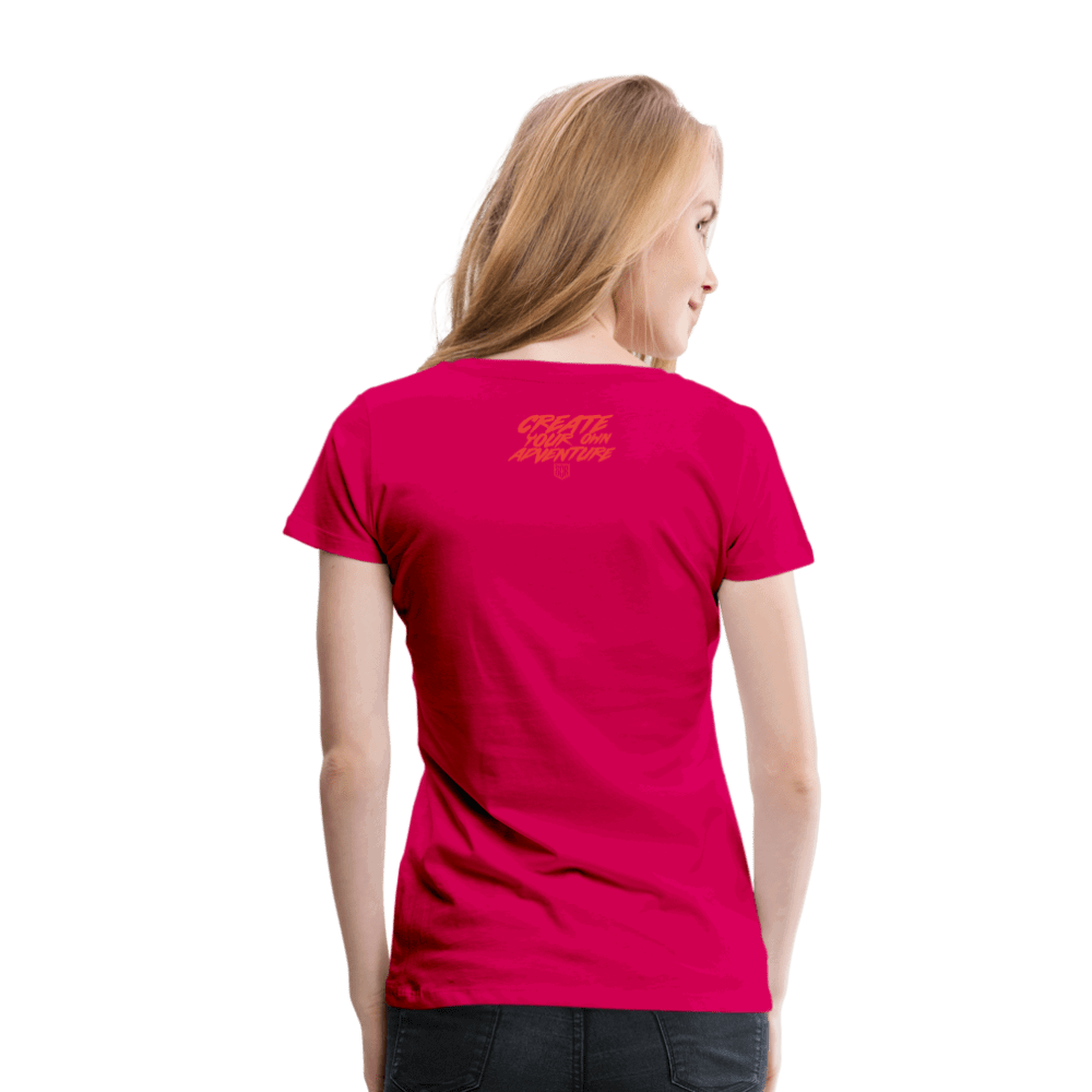 SPOD Frauen Premium T-Shirt dunkles Pink / S LOSE THE PATH - CREATE YOUR OWN ADVENTURE E-Bike-Community