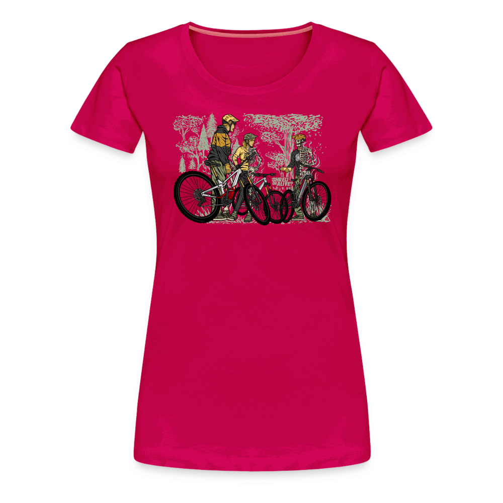 SPOD Frauen Premium T-Shirt dunkles Pink / S Shred or Alive - Crew - Frauen Premium T-Shirt E-Bike-Community