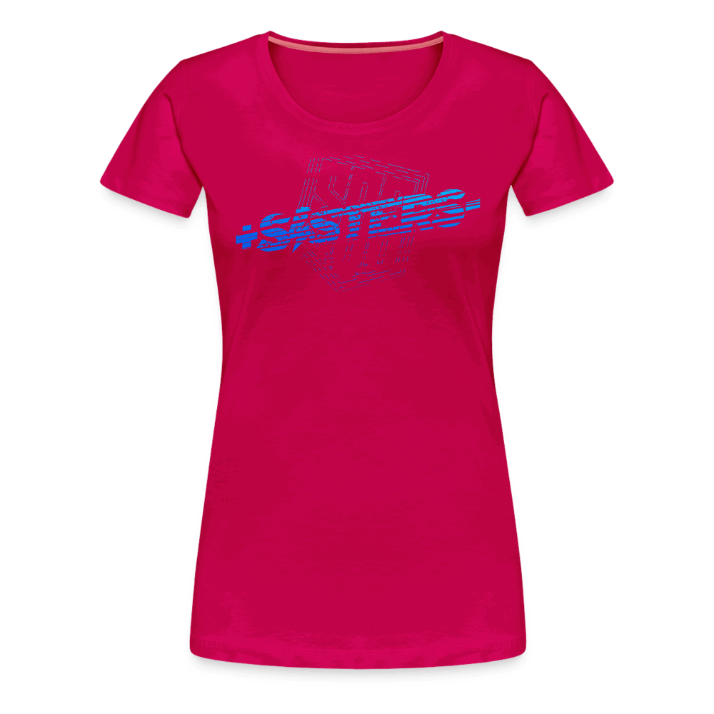 SPOD Frauen Premium T-Shirt dunkles Pink / S Sisters Blue - Frauen Premium T-Shirt E-Bike-Community