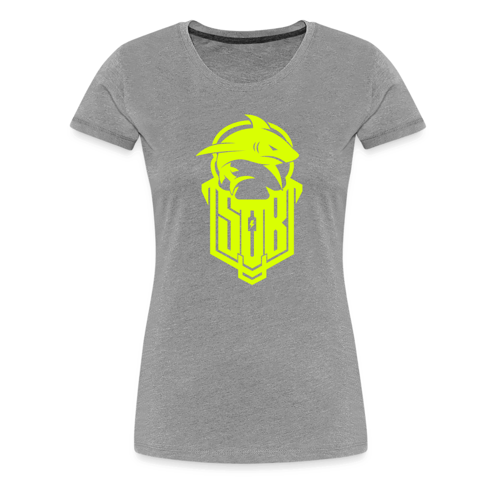 SPOD Frauen Premium T-Shirt Grau meliert / S Hai Bike - Neongelb - Frauen Premium T-Shirt E-Bike-Community