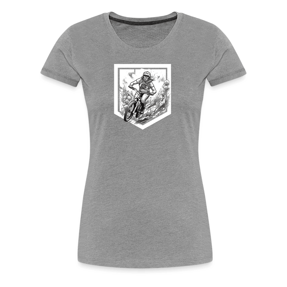 SPOD Frauen Premium T-Shirt Grau meliert / S Sisters of Battery - SoB - Frauen Premium T-Shirt E-Bike-Community