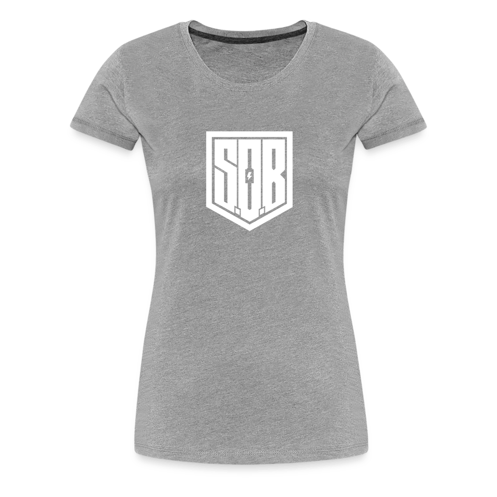 SPOD Frauen Premium T-Shirt Grau meliert / S SISTERS OF BATTERY - SOB - Women’s Premium T-Shirt E-Bike-Community