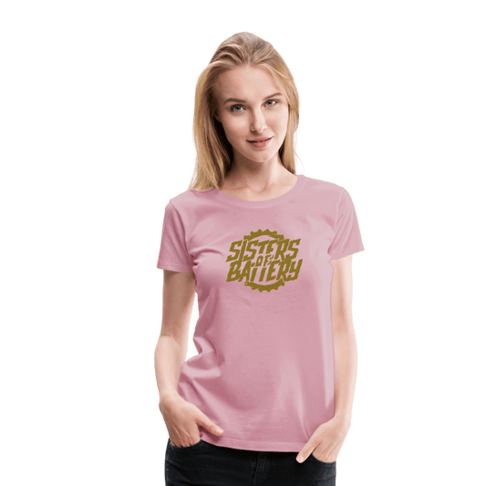 SPOD Frauen Premium T-Shirt Hellrosa / S Sisters of Battery - Signature GOLD Edition - Frauen Premium T-Shirt E-Bike-Community