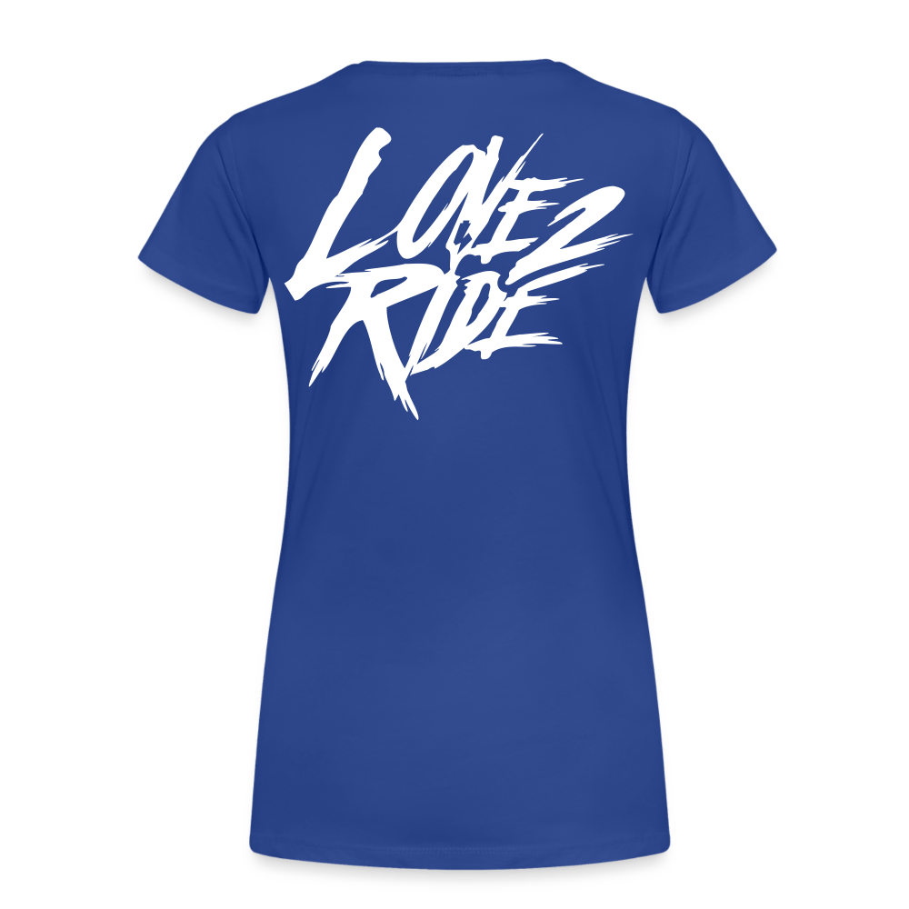 SPOD Frauen Premium T-Shirt Königsblau / S LOVE 2 RIDE  - FRONT / Backprint -Frauen Premium T-Shirt E-Bike-Community