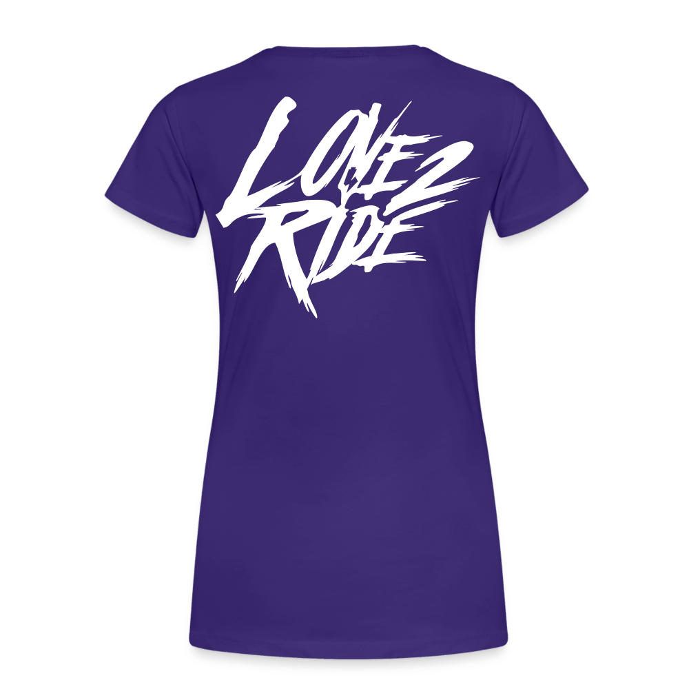 SPOD Frauen Premium T-Shirt Lila / S LOVE 2 RIDE  - FRONT / Backprint -Frauen Premium T-Shirt E-Bike-Community