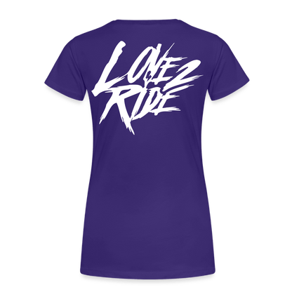 SPOD Frauen Premium T-Shirt Lila / S LOVE 2 RIDE  - FRONT / Backprint -Frauen Premium T-Shirt E-Bike-Community