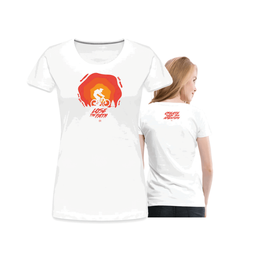 SPOD Frauen Premium T-Shirt LOSE THE PATH - CREATE YOUR OWN ADVENTURE E-Bike-Community