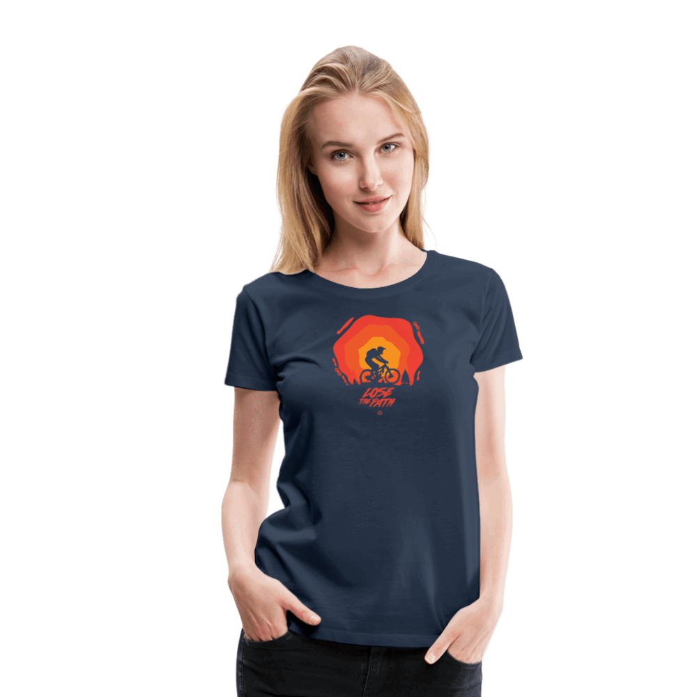 SPOD Frauen Premium T-Shirt LOSE THE PATH - CREATE YOUR OWN ADVENTURE E-Bike-Community