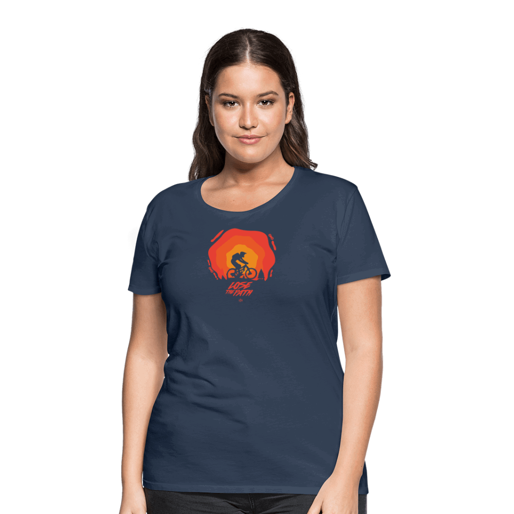 SPOD Frauen Premium T-Shirt LOSE THE PATH - CREATE YOUR OWN ADVENTURE E-Bike-Community