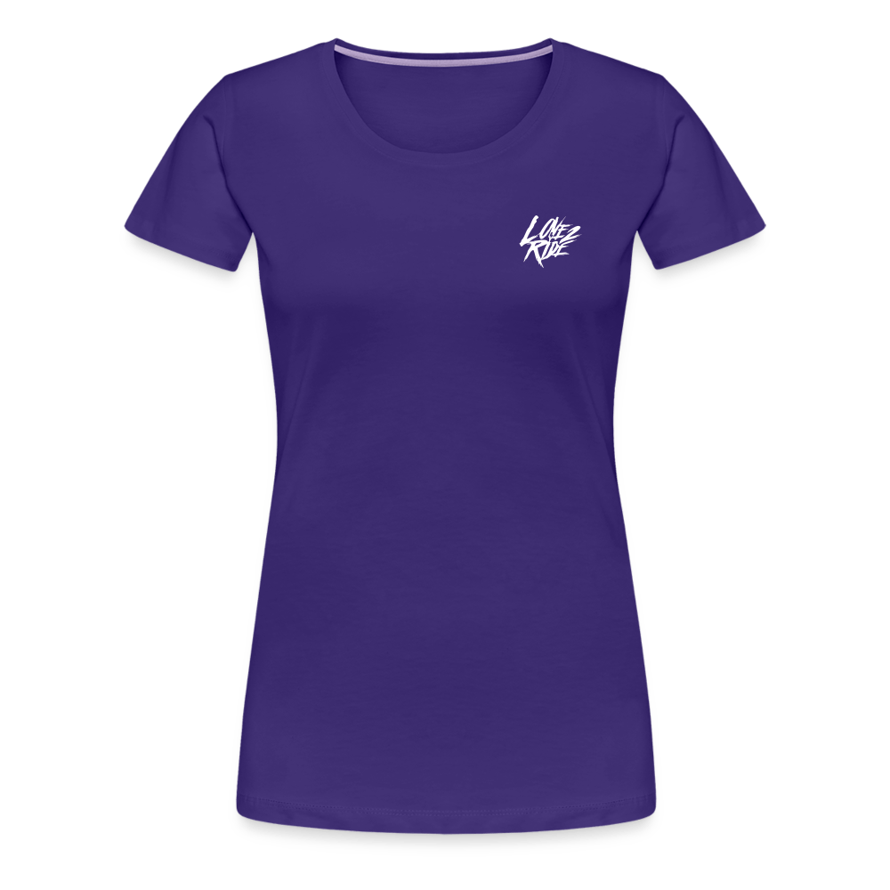 SPOD Frauen Premium T-Shirt LOVE 2 RIDE  - FRONT / Backprint -Frauen Premium T-Shirt E-Bike-Community