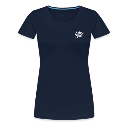 SPOD Frauen Premium T-Shirt LOVE 2 RIDE  - FRONT / Backprint -Frauen Premium T-Shirt E-Bike-Community