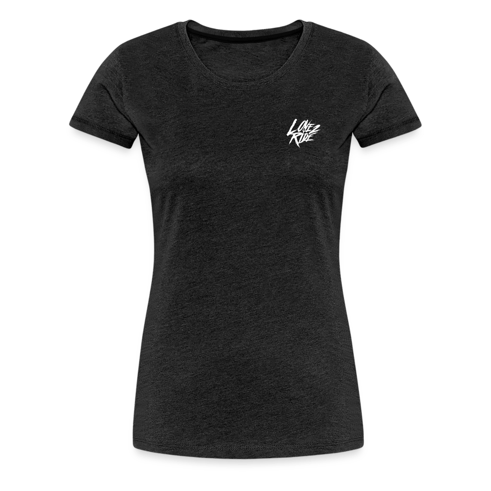 SPOD Frauen Premium T-Shirt LOVE 2 RIDE  - FRONT / Backprint -Frauen Premium T-Shirt E-Bike-Community