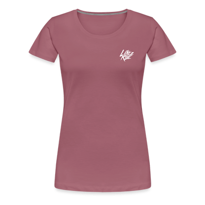 SPOD Frauen Premium T-Shirt LOVE 2 RIDE  - FRONT / Backprint -Frauen Premium T-Shirt E-Bike-Community