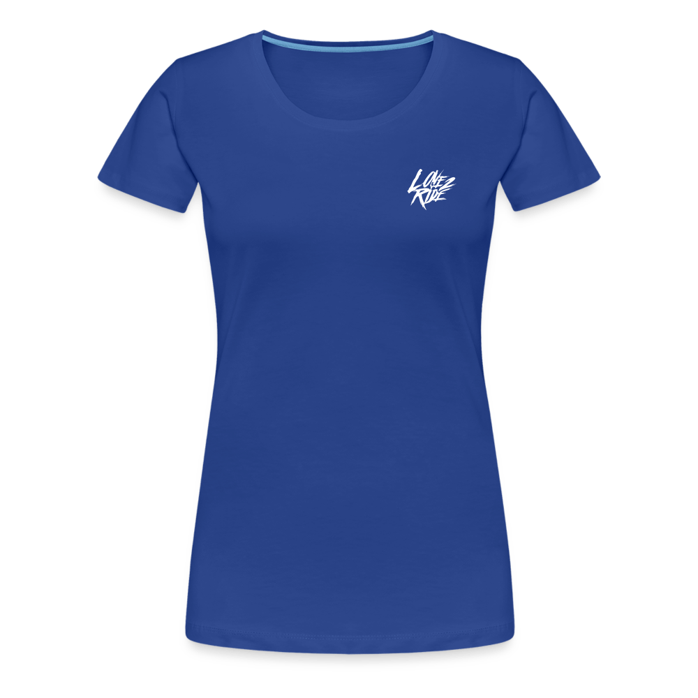 SPOD Frauen Premium T-Shirt LOVE 2 RIDE  - FRONT / Backprint -Frauen Premium T-Shirt E-Bike-Community