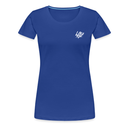 SPOD Frauen Premium T-Shirt LOVE 2 RIDE  - FRONT / Backprint -Frauen Premium T-Shirt E-Bike-Community