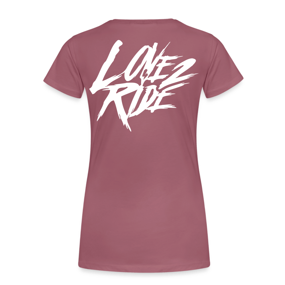 SPOD Frauen Premium T-Shirt Malve / S LOVE 2 RIDE  - FRONT / Backprint -Frauen Premium T-Shirt E-Bike-Community