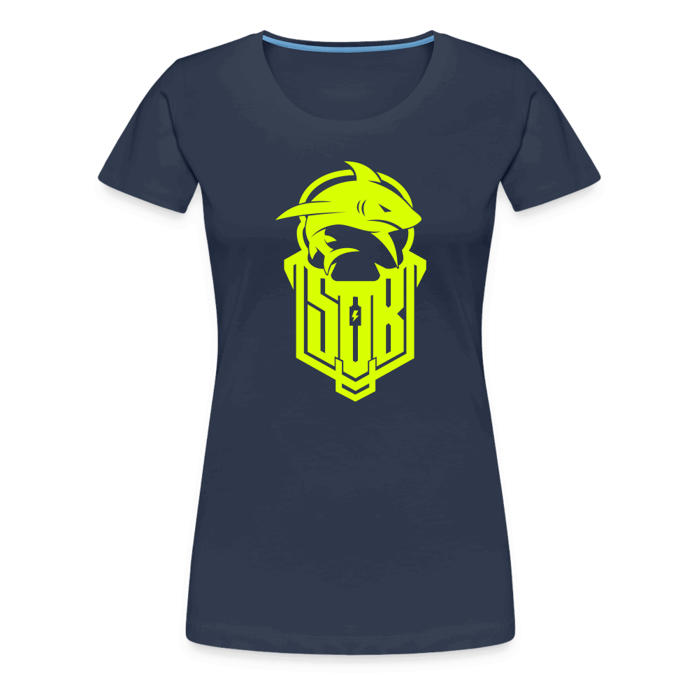 SPOD Frauen Premium T-Shirt Navy / S Hai Bike - Neongelb - Frauen Premium T-Shirt E-Bike-Community