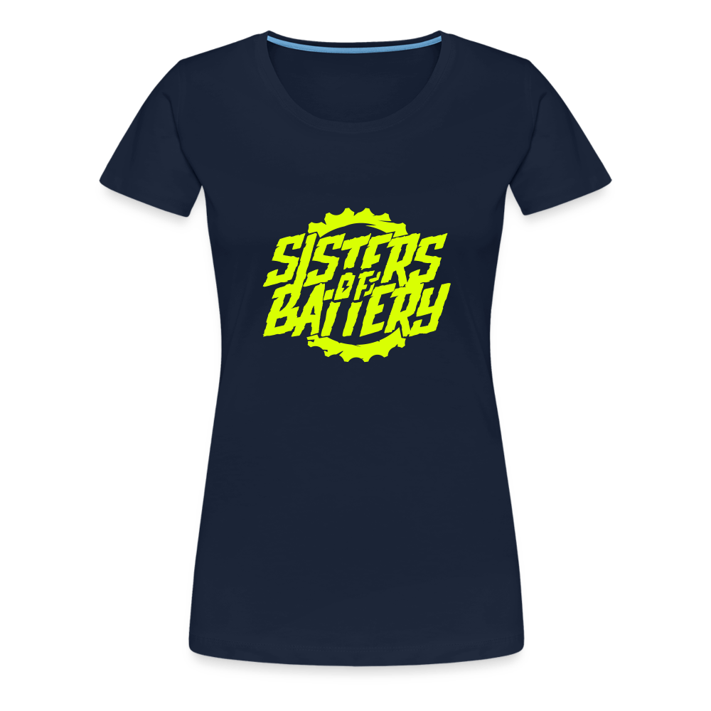 SPOD Frauen Premium T-Shirt Navy / S Sisters of Battery - Neongelb Frauen Premium T-Shirt E-Bike-Community