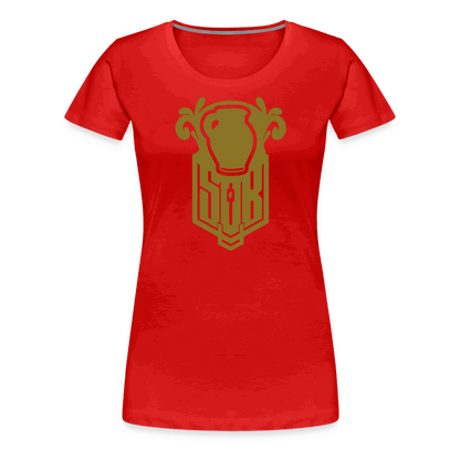 SPOD Frauen Premium T-Shirt Rot / S Bembel - Gold - Frauen Premium T-Shirt E-Bike-Community