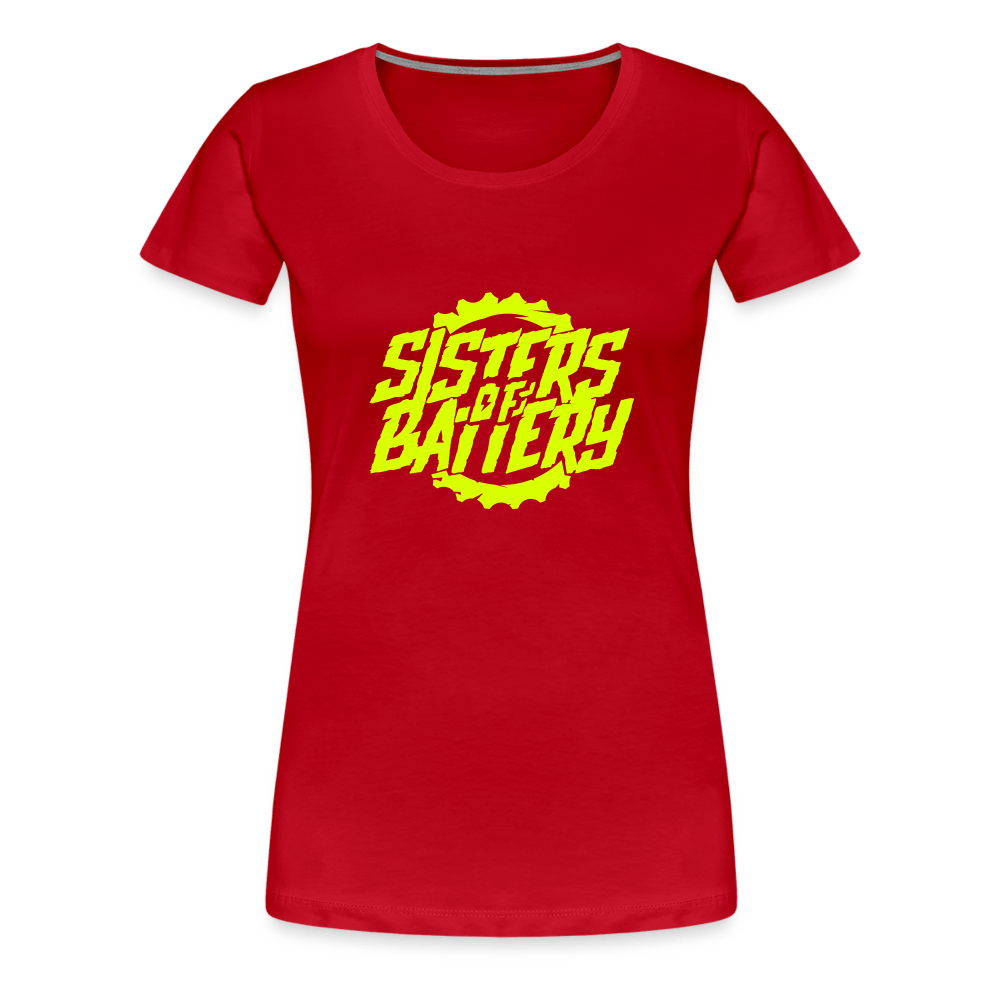 SPOD Frauen Premium T-Shirt Rot / S Sisters of Battery - Neongelb Frauen Premium T-Shirt E-Bike-Community