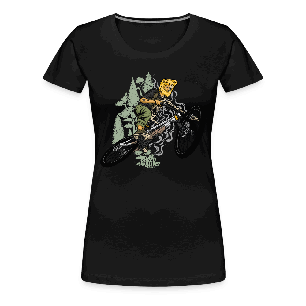 SPOD Frauen Premium T-Shirt Schwarz / S Shred or Alive - Jumper - Frauen Premium T-Shirt E-Bike-Community