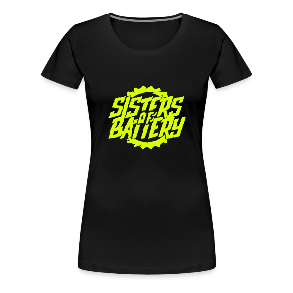 SPOD Frauen Premium T-Shirt Schwarz / S Sisters of Battery - Neongelb Frauen Premium T-Shirt E-Bike-Community