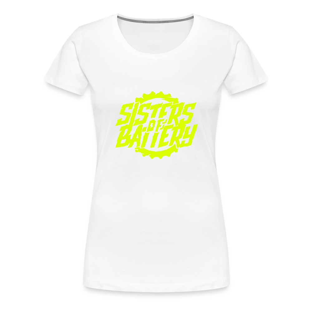 SPOD Frauen Premium T-Shirt Weiß / S Sisters of Battery - Neongelb Frauen Premium T-Shirt E-Bike-Community