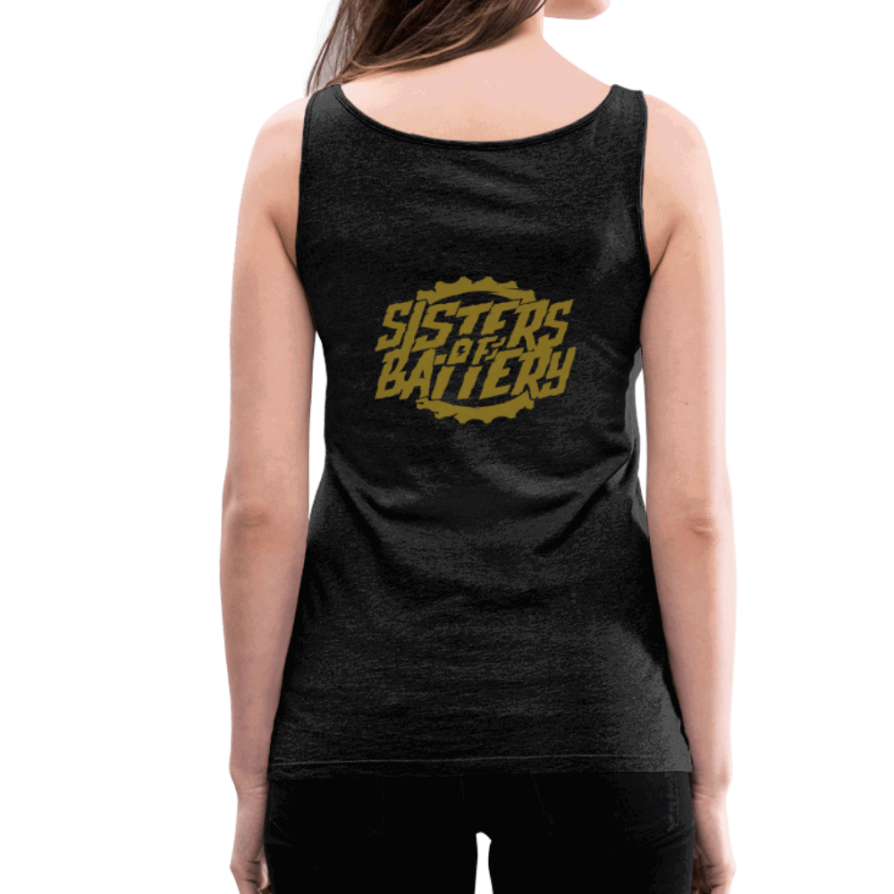 SPOD Frauen Premium Tank Top Anthrazit / S Sisters of Battery - GOLD EDITION - Frauen Premium Tank Top E-Bike-Community