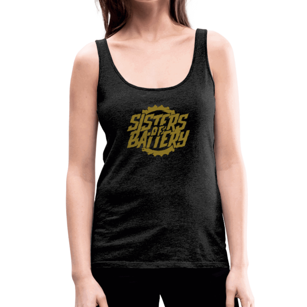 SPOD Frauen Premium Tank Top Anthrazit / S Sisters of Battery - GOLD EDITION - Front Frauen Premium Tank Top E-Bike-Community