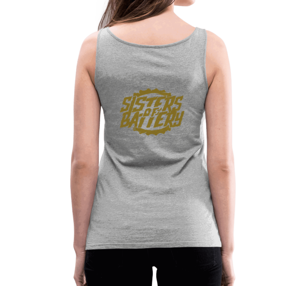 SPOD Frauen Premium Tank Top Grau meliert / S Sisters of Battery - GOLD EDITION - Frauen Premium Tank Top E-Bike-Community